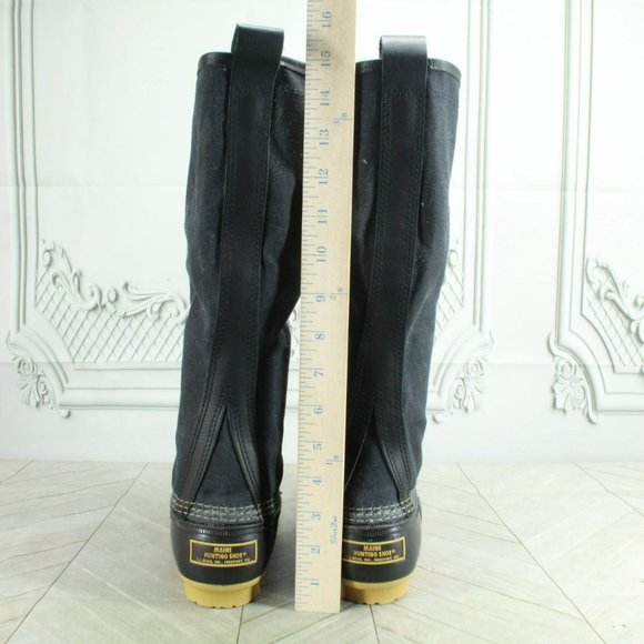 LL Bean Black Waxed Leather Unlined Hunting Tall Duck Boots Size 6 M - Picture 6 of 9